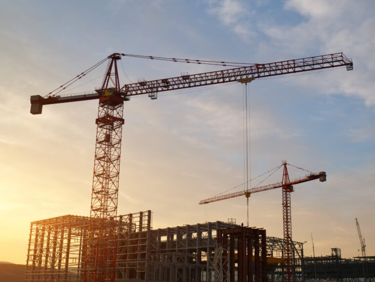 Crane building the power station.